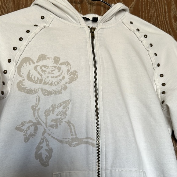 Hurley Full Zip Hoodie with Stud Details Off-White Jacket Size Small - Picture 4 of 12